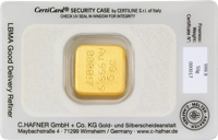 50 g C.HAFNER Feingoldbarren gegossen – Certicard Rückseite