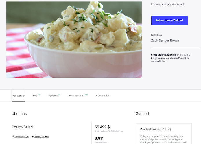 Crowdfunding Kickstarter Kartoffelsalat